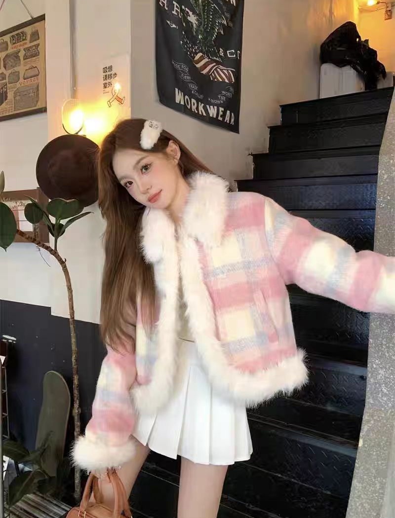 Woolen coat autumn and winter cotton coat for women