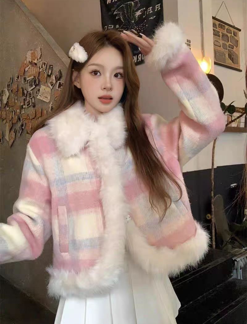 Woolen coat autumn and winter cotton coat for women