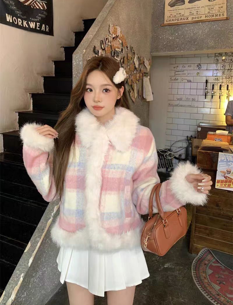 Woolen coat autumn and winter cotton coat for women