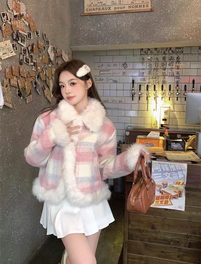 Woolen coat autumn and winter cotton coat for women