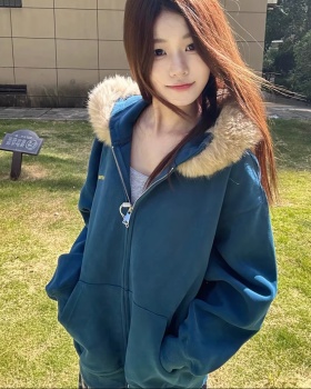 Embroidery plus velvet removable rabbit fur fur collar coat