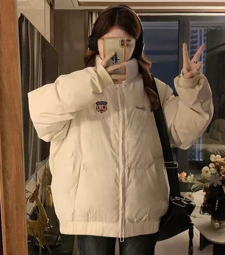 Couples down cold cotton coat thick stripe coat for women