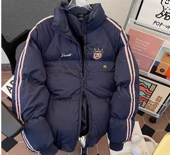 Couples down cold cotton coat thick stripe coat for women