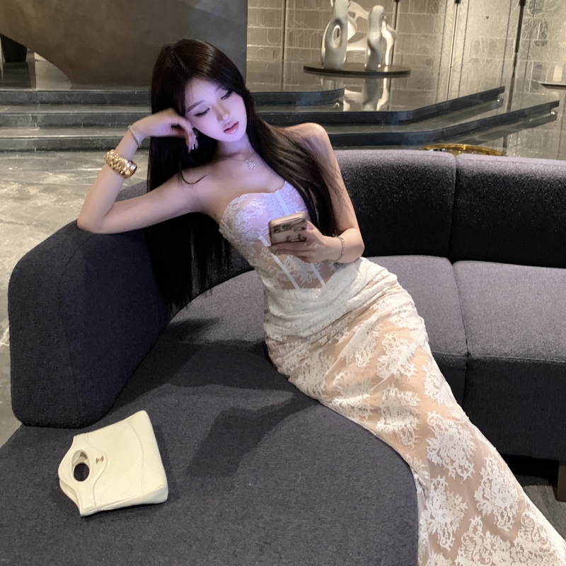 Banquet wrapped chest dress sexy ladies long dress