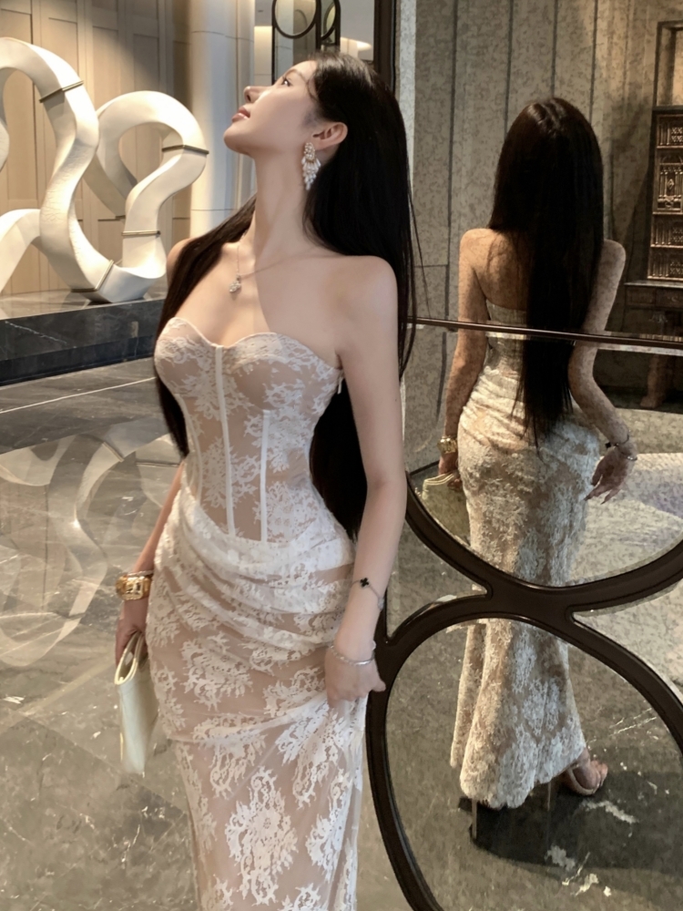 Banquet wrapped chest dress sexy ladies long dress