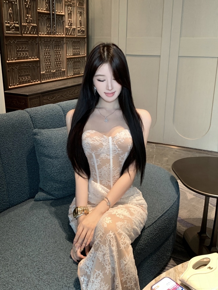 Banquet wrapped chest dress sexy ladies long dress