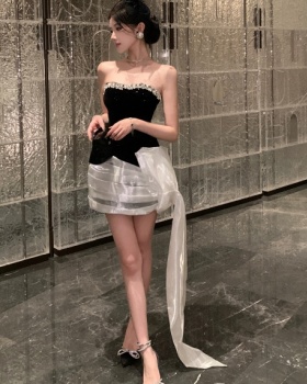 Package hip slim dress pinched waist formal dress