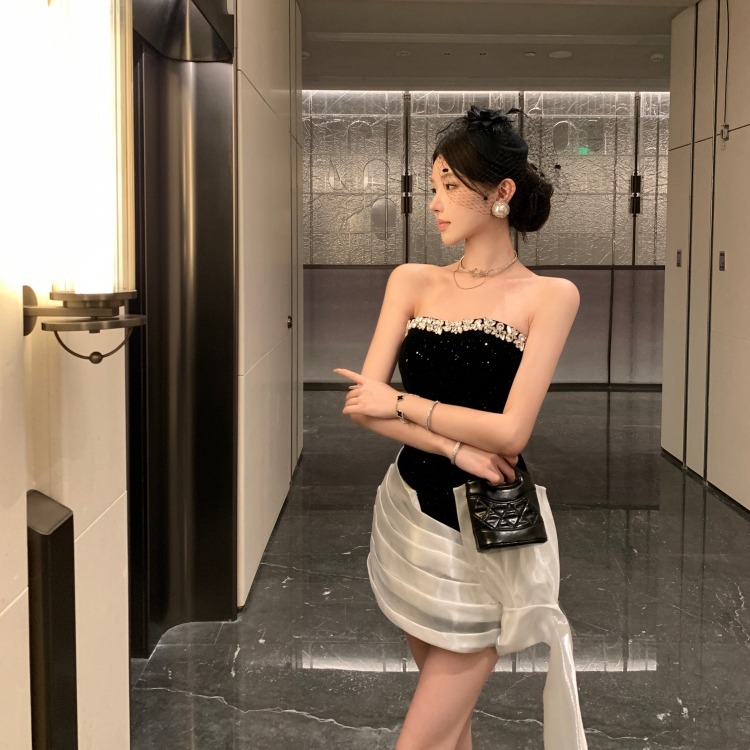 Package hip slim dress pinched waist formal dress