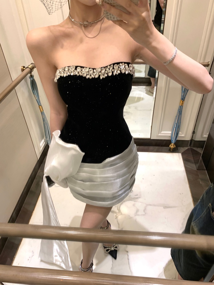 Package hip slim dress pinched waist formal dress