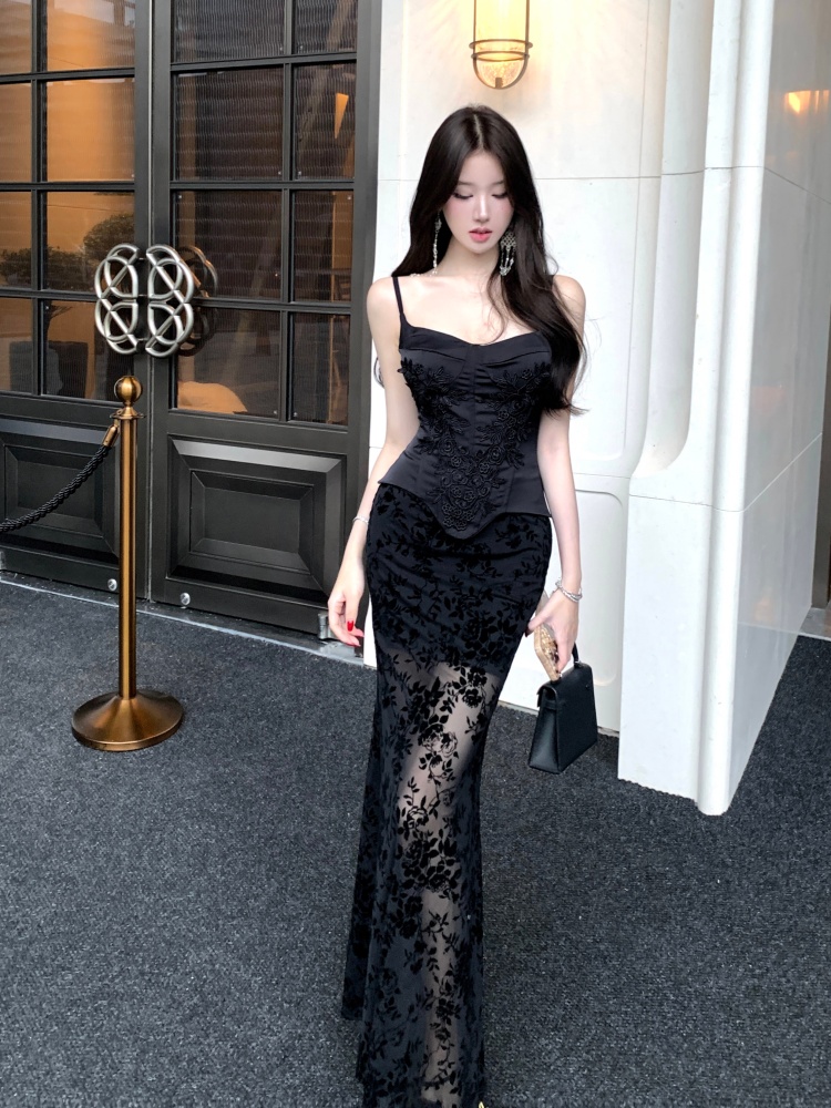 Package hip wrapped chest sling long skirt a set for women