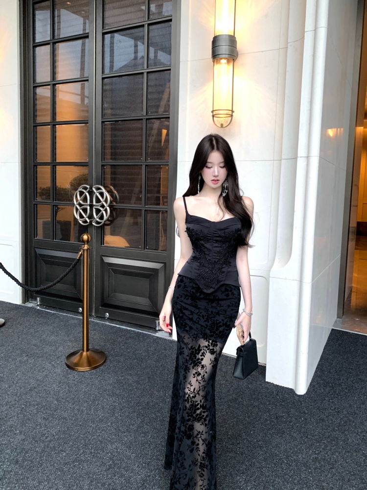 Package hip wrapped chest sling long skirt a set for women