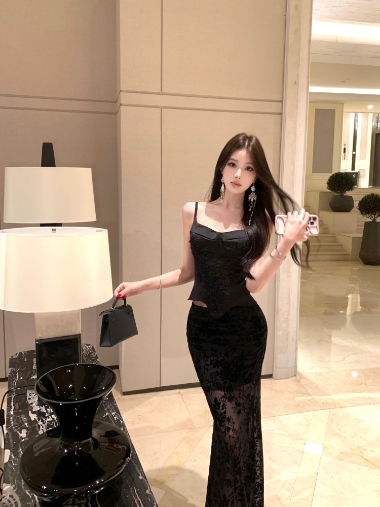 Package hip wrapped chest sling long skirt a set for women