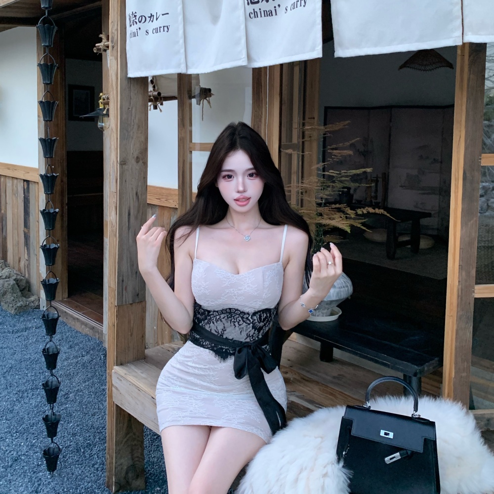 Splice package hip T-back temperament dress for women