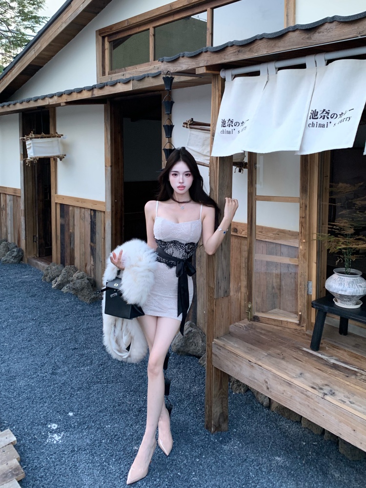 Splice package hip T-back temperament dress for women