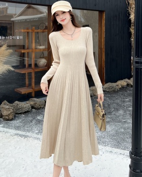 U-neck autumn and winter dress bottoming sweater dress for women