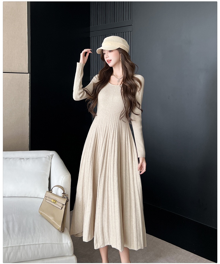 U-neck autumn and winter dress bottoming sweater dress for women