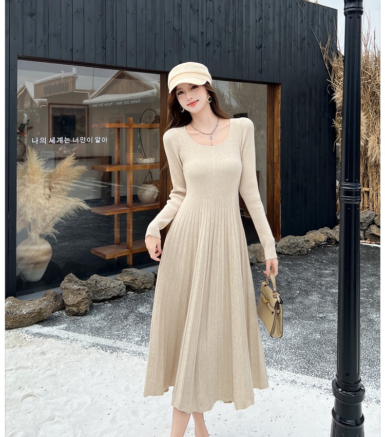 U-neck autumn and winter dress bottoming sweater dress for women