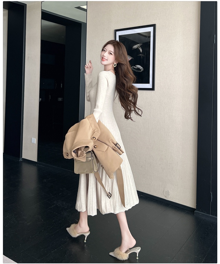 U-neck autumn and winter dress bottoming sweater dress for women