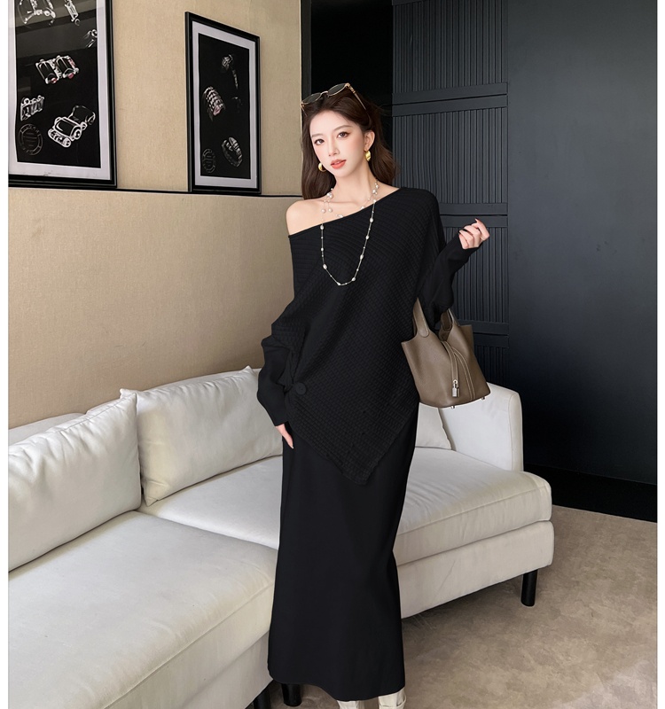 Loose Korean style sweater lazy slim tops 2pcs set