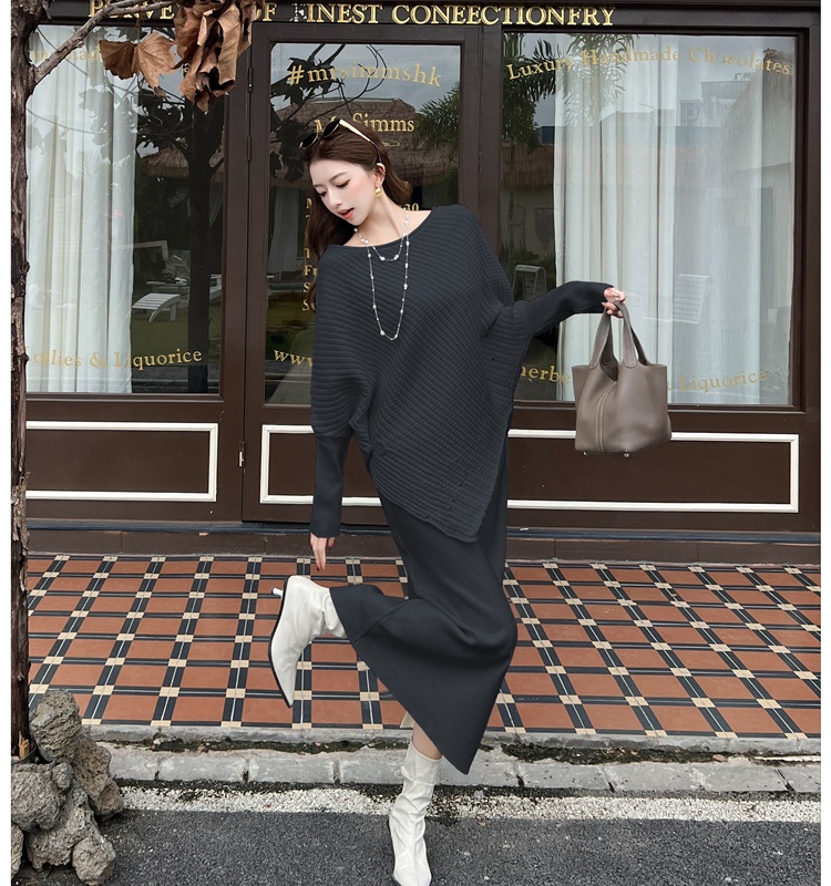 Loose Korean style sweater lazy slim tops 2pcs set