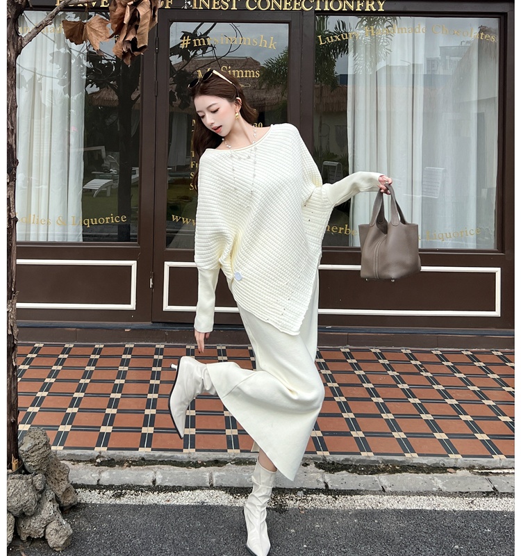 Loose Korean style sweater lazy slim tops 2pcs set