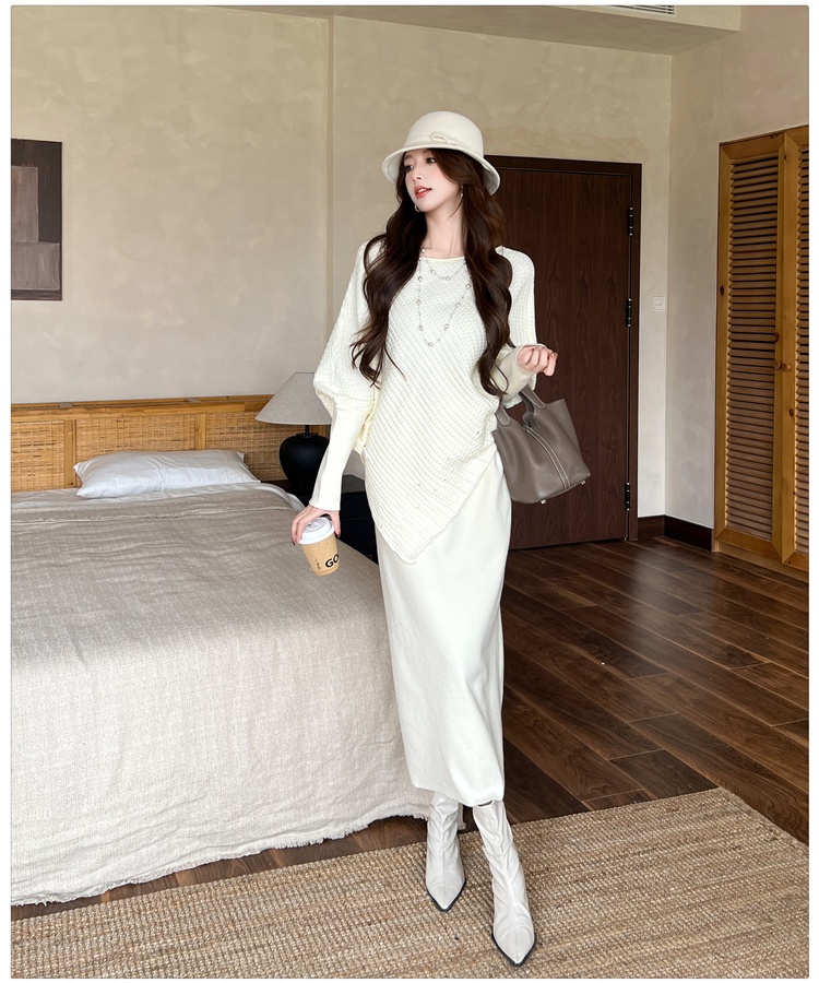 Loose Korean style sweater lazy slim tops 2pcs set