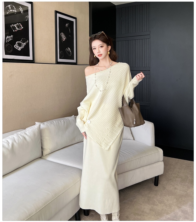 Loose Korean style sweater lazy slim tops 2pcs set