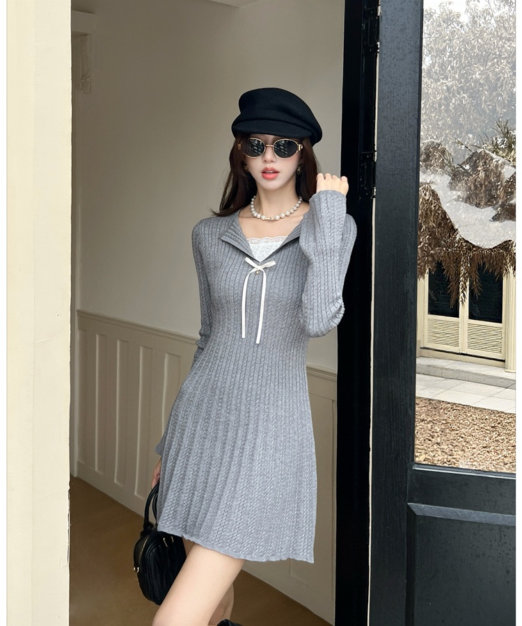 Trumpet sleeves T-back dress for women