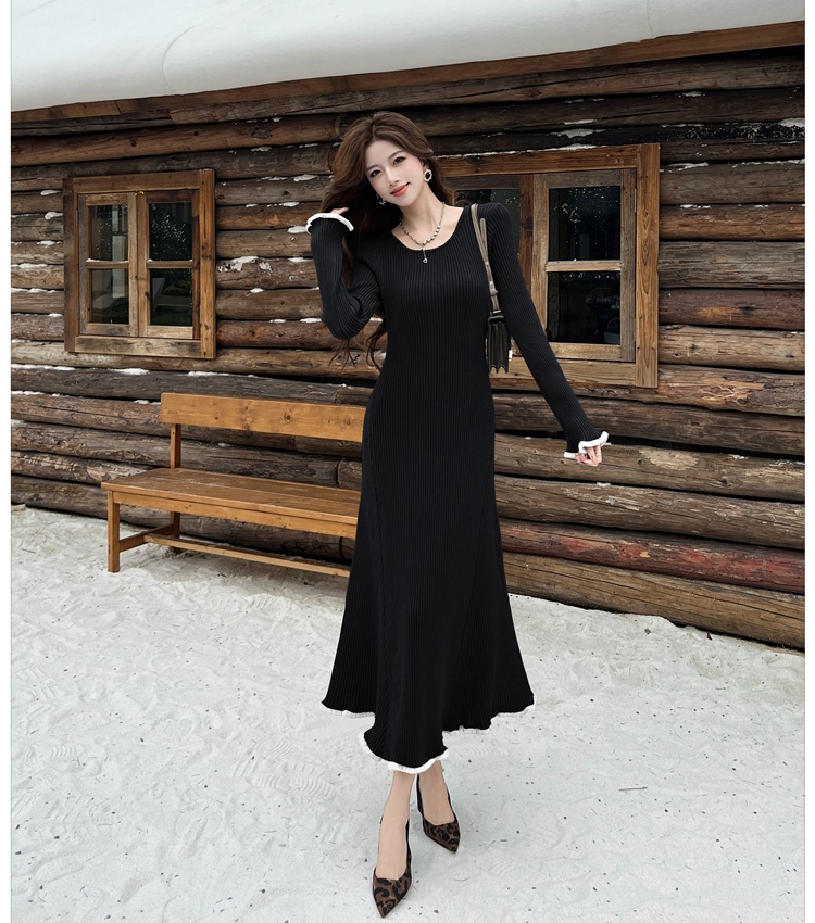 Slim knitted sweater dress autumn and winter dress for women
