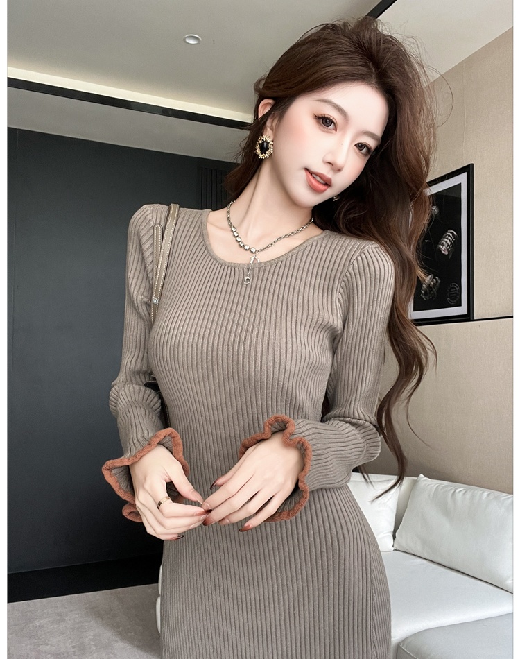 Slim knitted sweater dress autumn and winter dress for women