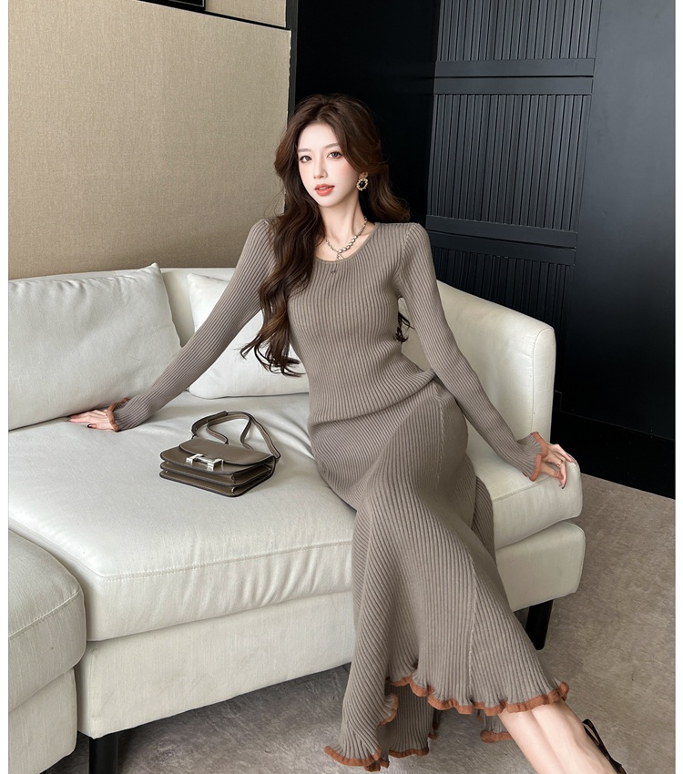 Slim knitted sweater dress autumn and winter dress for women