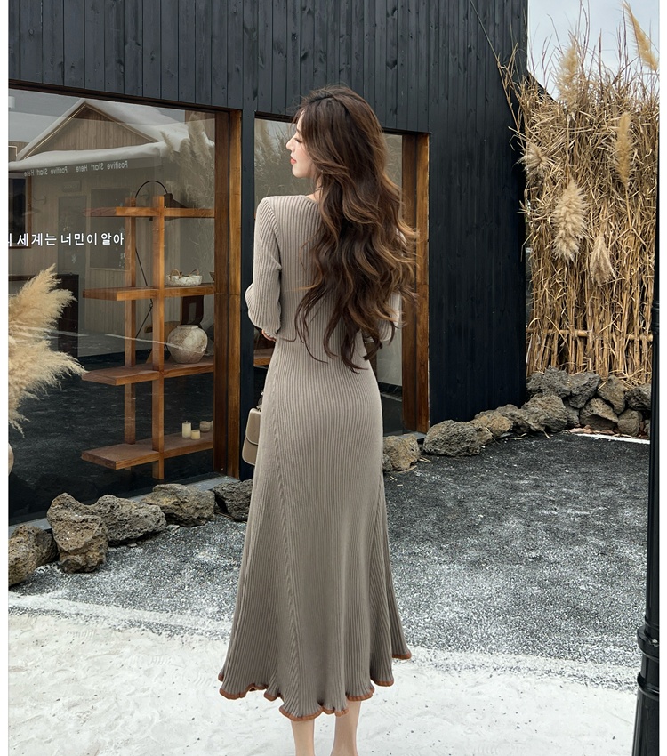 Slim knitted sweater dress autumn and winter dress for women