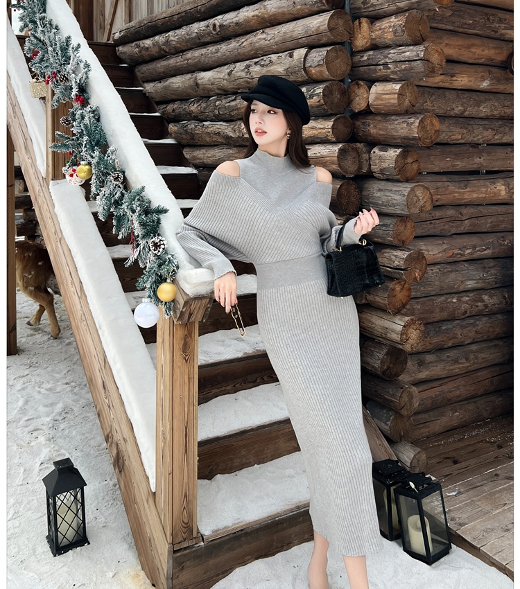 High collar long dress lazy dress for women