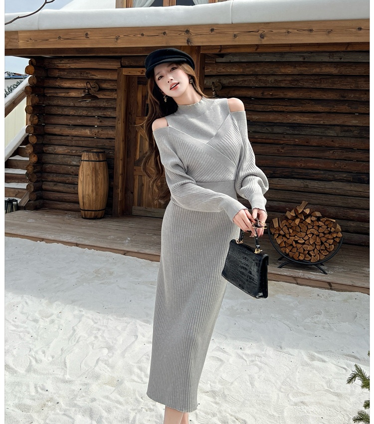 High collar long dress lazy dress for women