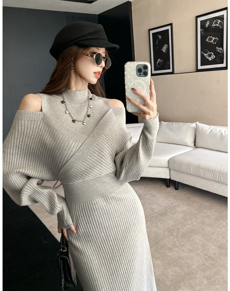 High collar long dress lazy dress for women