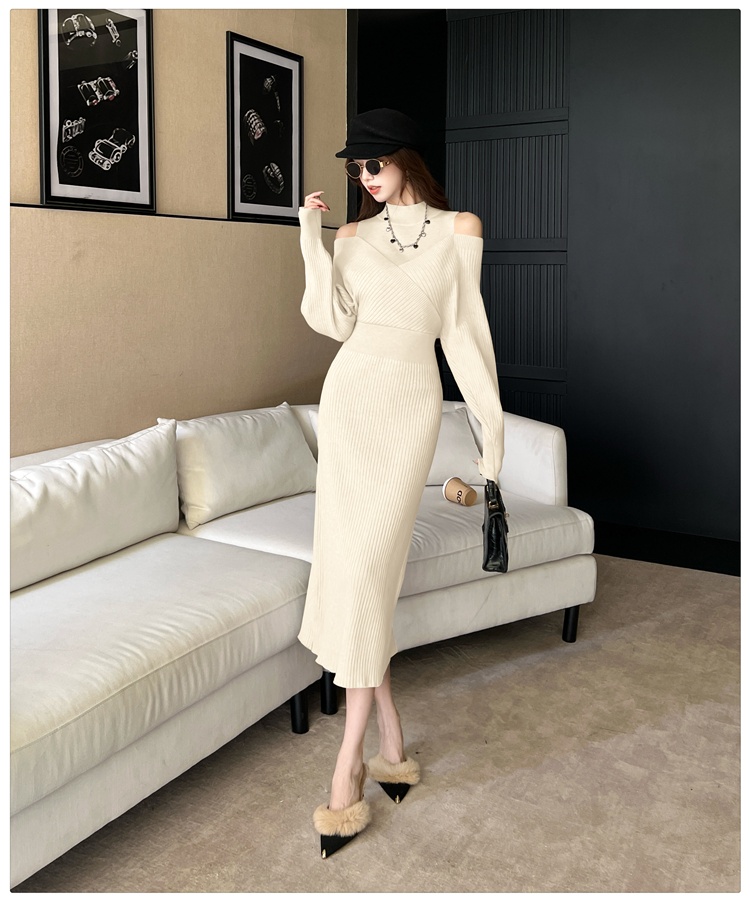 High collar long dress lazy dress for women