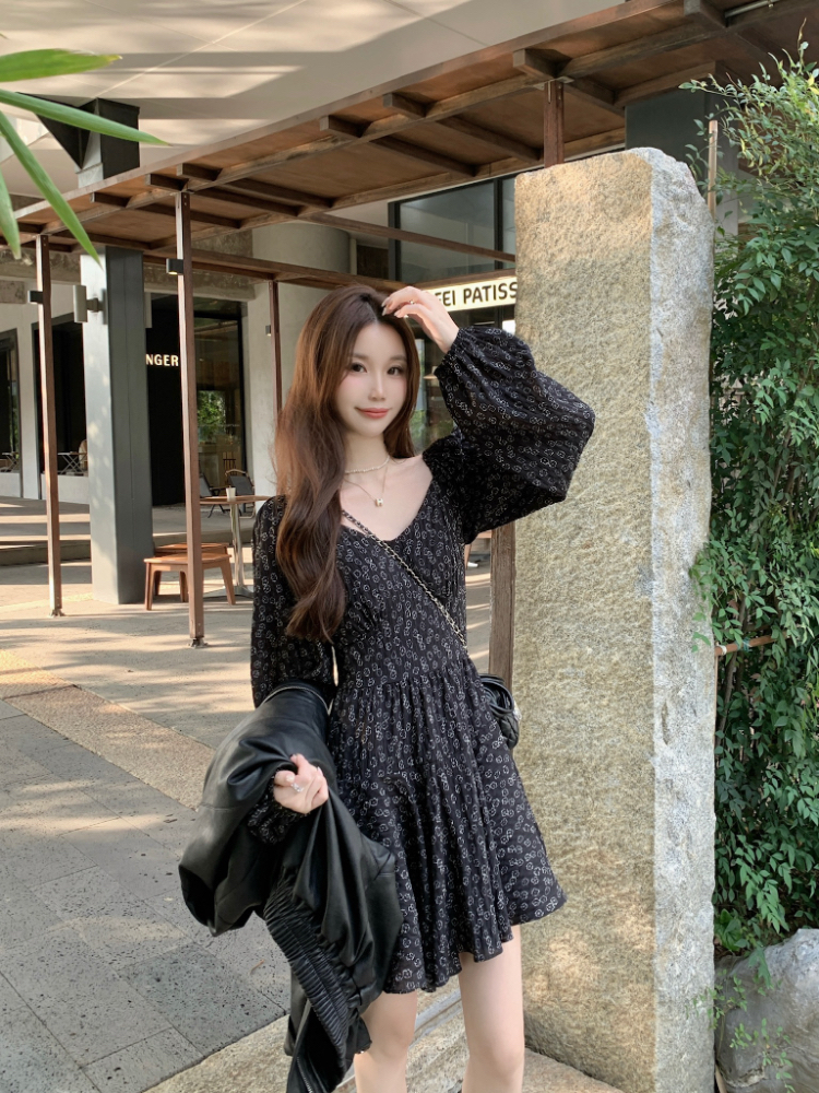 Pinched waist temperament Casual autumn and winter dress