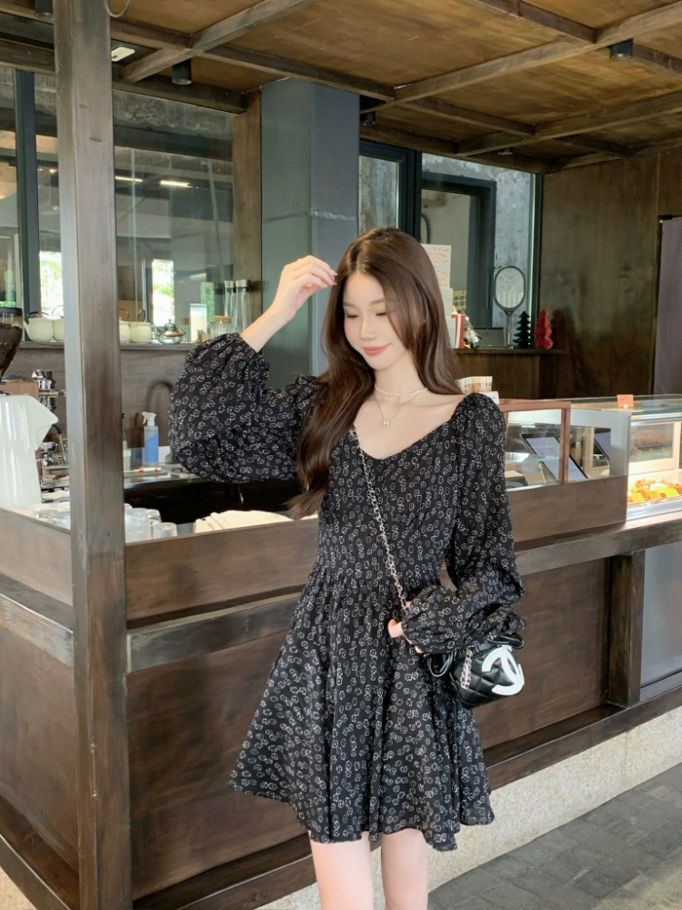 Pinched waist temperament Casual autumn and winter dress