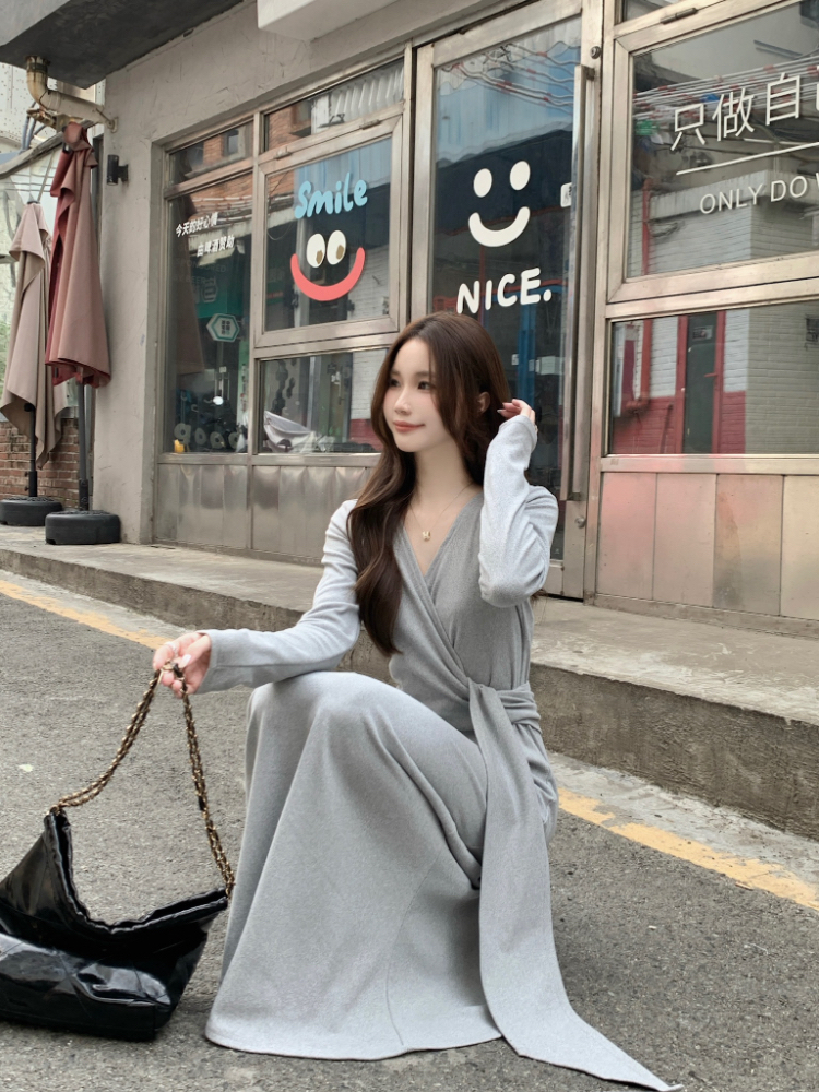 Wears outside inside the ride temperament simple dress