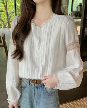 Long sleeve all-match France style elegant shirt