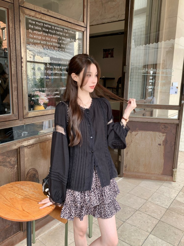 Long sleeve all-match France style elegant shirt