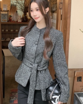 Complex tops round neck woolen coat