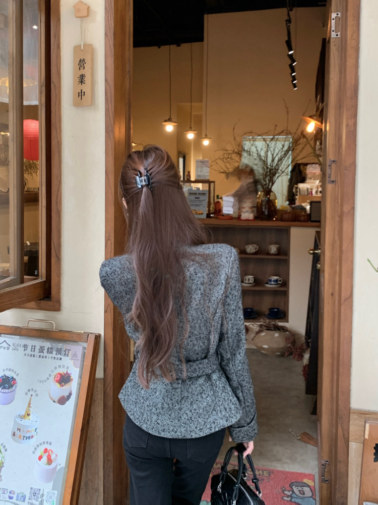 Complex tops round neck woolen coat