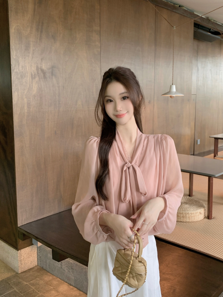 Splice temperament short tops retro tender lace shirt