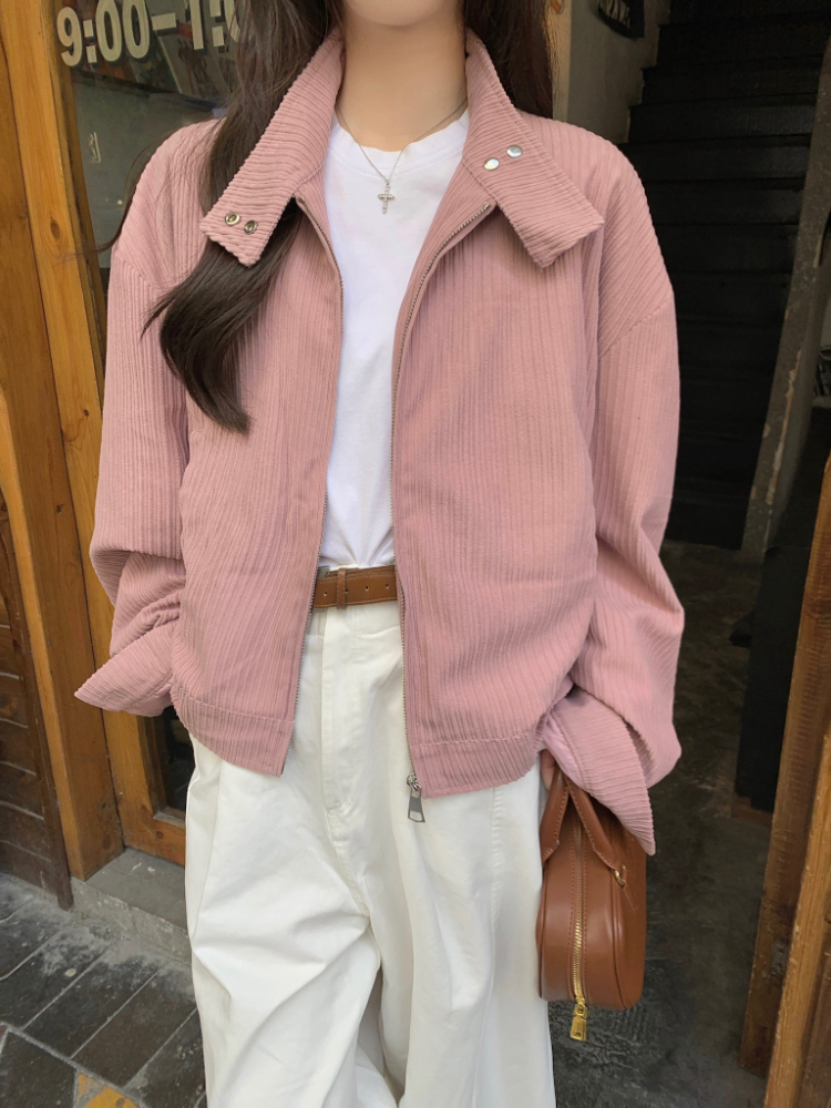 Korean style cstand collar coat loose tops for women