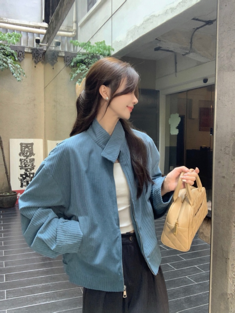 Korean style cstand collar coat loose tops for women