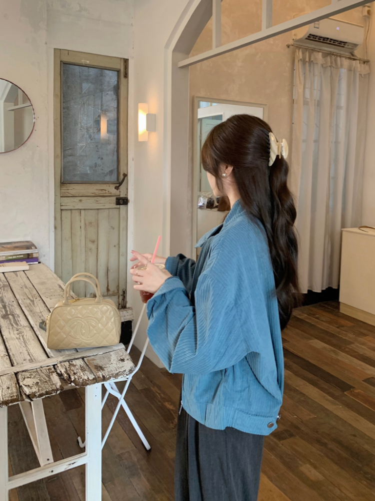 Korean style cstand collar coat loose tops for women