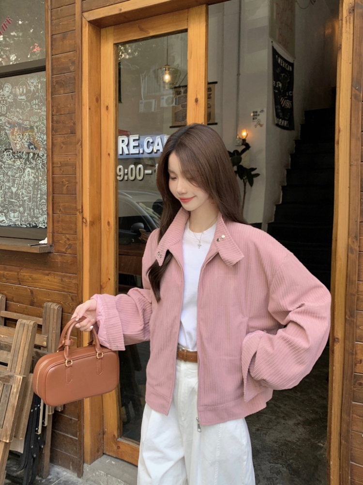 Korean style cstand collar coat loose tops for women