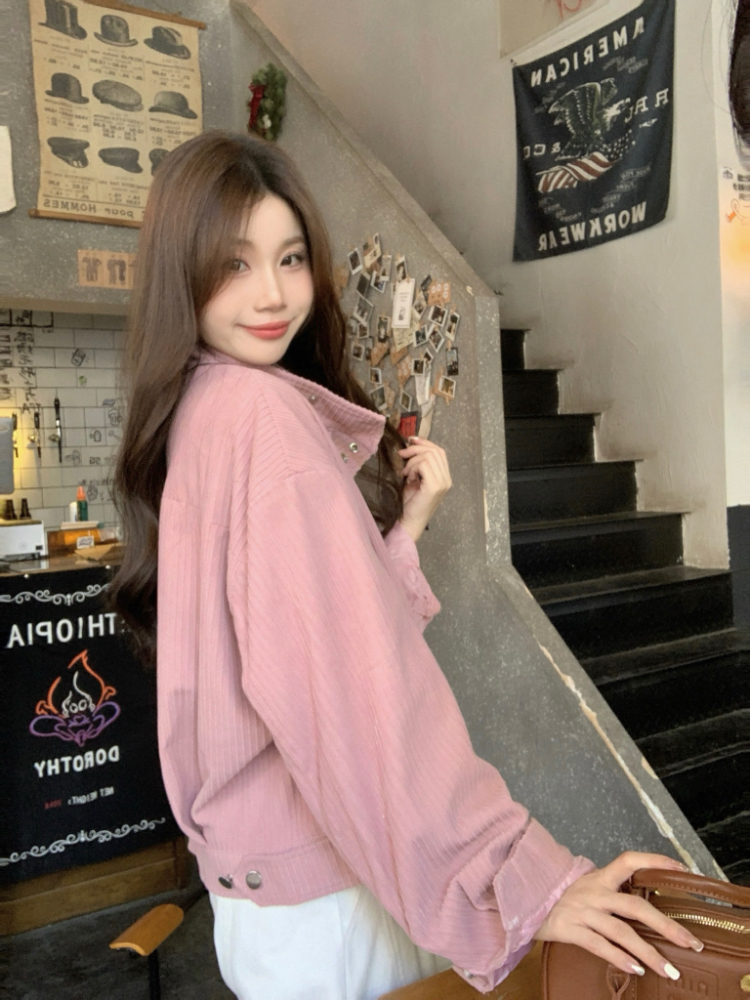 Korean style cstand collar coat loose tops for women