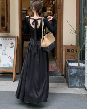 Halter round neck long dress bottoming dress